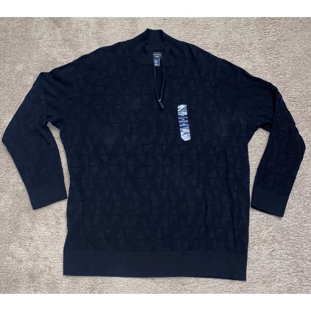 Shaquille O'Neal Sweater Men 2XL Black Quarter Zip Pullover Quiet Luxury Preppy